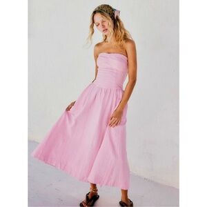 Free People Marbella Midi Strapless Dress